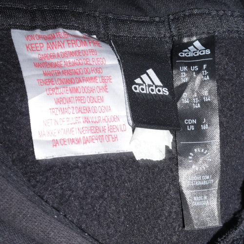 Adidas Boys Black Pullover Hoodie - Size 13-14 Years Cotton Blend