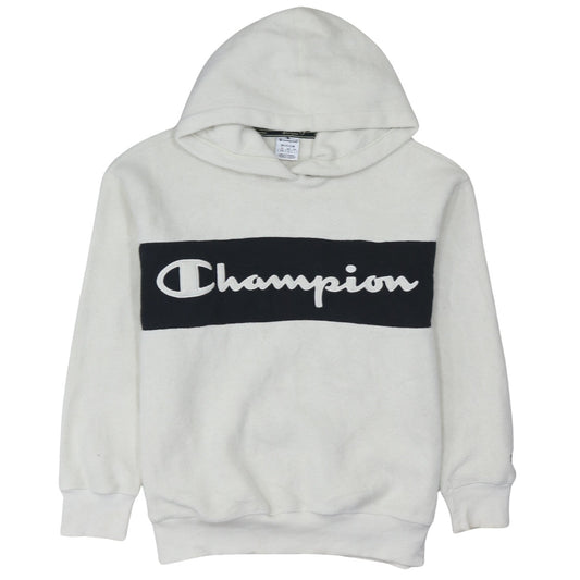 Champion Women's White Pullover Hoodie Medium Fleece Logo Sweatshirt