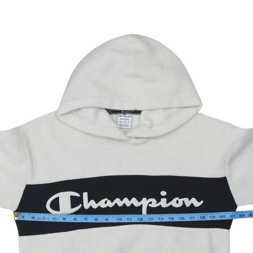 Champion Women's White Pullover Hoodie Medium Fleece Logo Sweatshirt