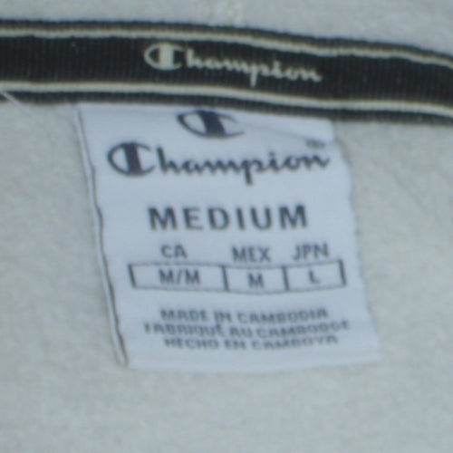 Champion Women's White Pullover Hoodie Medium Fleece Logo Sweatshirt