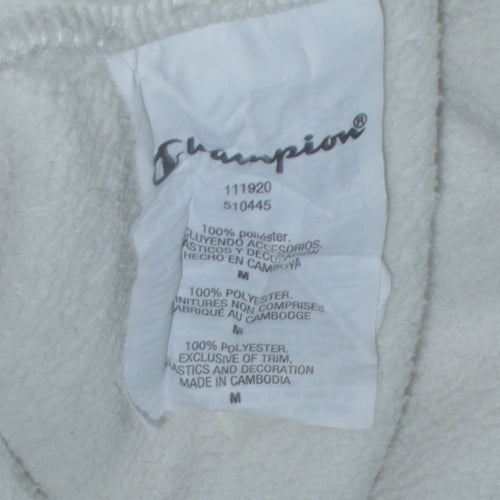 Champion Women's White Pullover Hoodie Medium Fleece Logo Sweatshirt