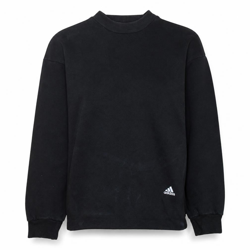 Front view of Adidas women’s black medium pullover sweatshirt graphic print