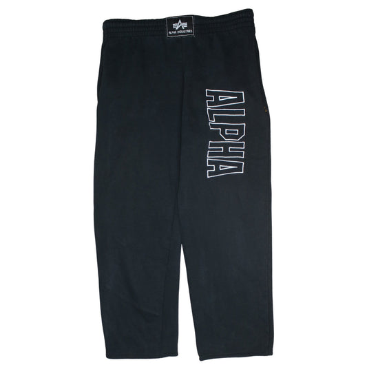 Alpha Industries Men's Black Sweatpants Medium Fleece Logo Joggers