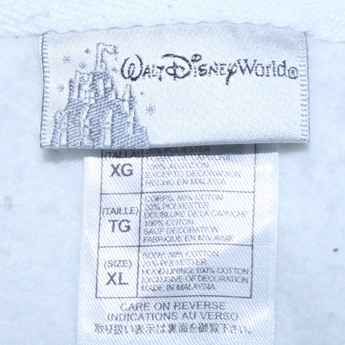 Walt Disney World Women White Full Zip Hoodie XL Minnie Mouse Embroidered