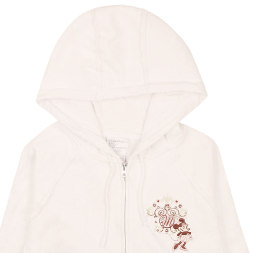 Walt Disney World Women White Full Zip Hoodie XL Minnie Mouse Embroidered