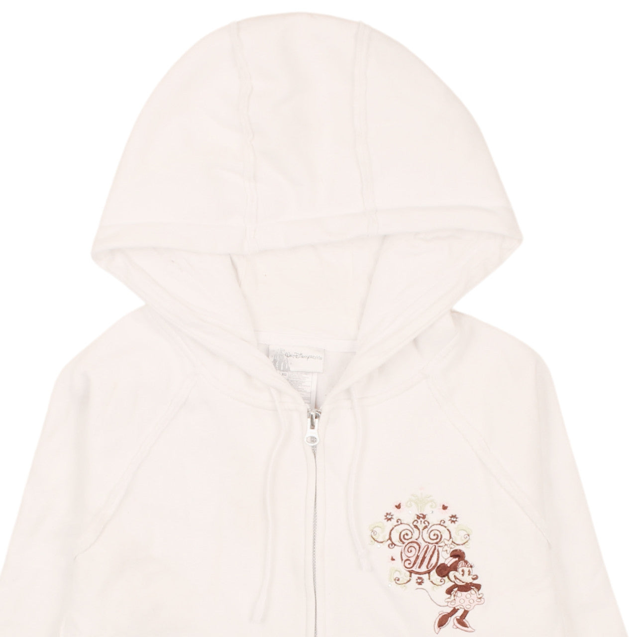 Walt Disney World Women White Full Zip Hoodie XL Minnie Mouse Embroidered