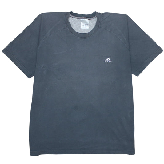 Adidas Men Grey Crew Neck Short Sleeve Cotton Sports T-Shirt L