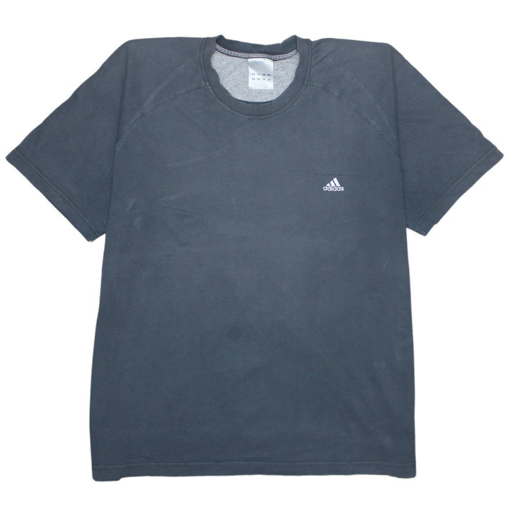 Adidas Men Grey Crew Neck Short Sleeve Cotton Sports T-Shirt L