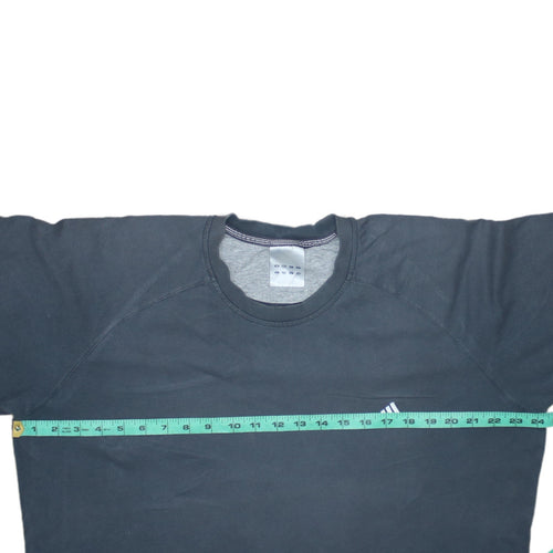 Adidas Men Grey Crew Neck Short Sleeve Cotton Sports T-Shirt L