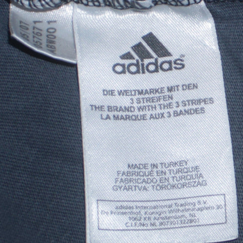 Adidas Men Grey Crew Neck Short Sleeve Cotton Sports T-Shirt L