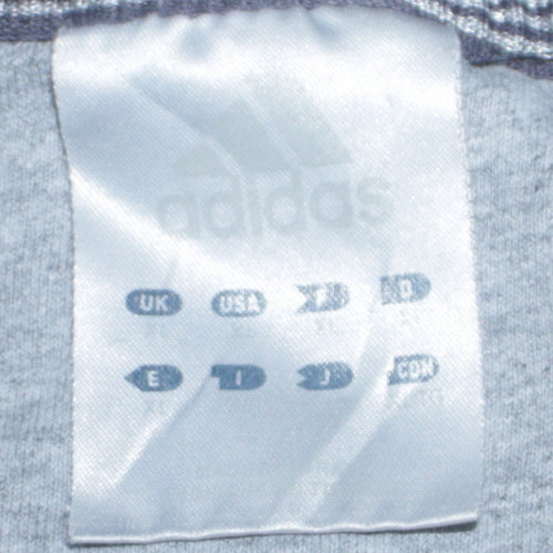 Adidas Men Grey Crew Neck Short Sleeve Cotton Sports T-Shirt L