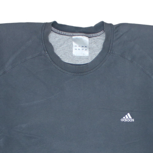 Adidas Men Grey Crew Neck Short Sleeve Cotton Sports T-Shirt L