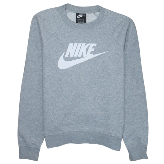 Nike Women’s Grey Small Pullover Sweatshirt Crew Neck Logo Print