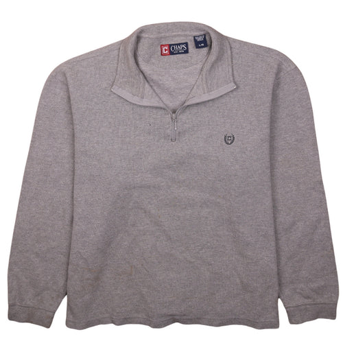 Chaps Men's Grey 1/4 Zip Cotton Sweatshirt Size L Regular Fit
