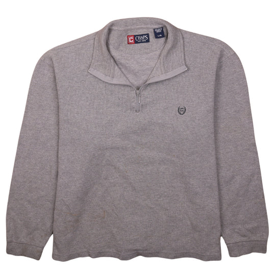 Chaps Men's Grey 1/4 Zip Cotton Sweatshirt Size L Regular Fit