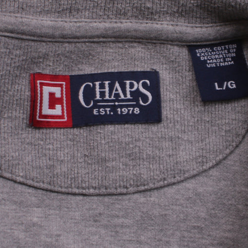 Chaps Men's Grey 1/4 Zip Cotton Sweatshirt Size L Regular Fit