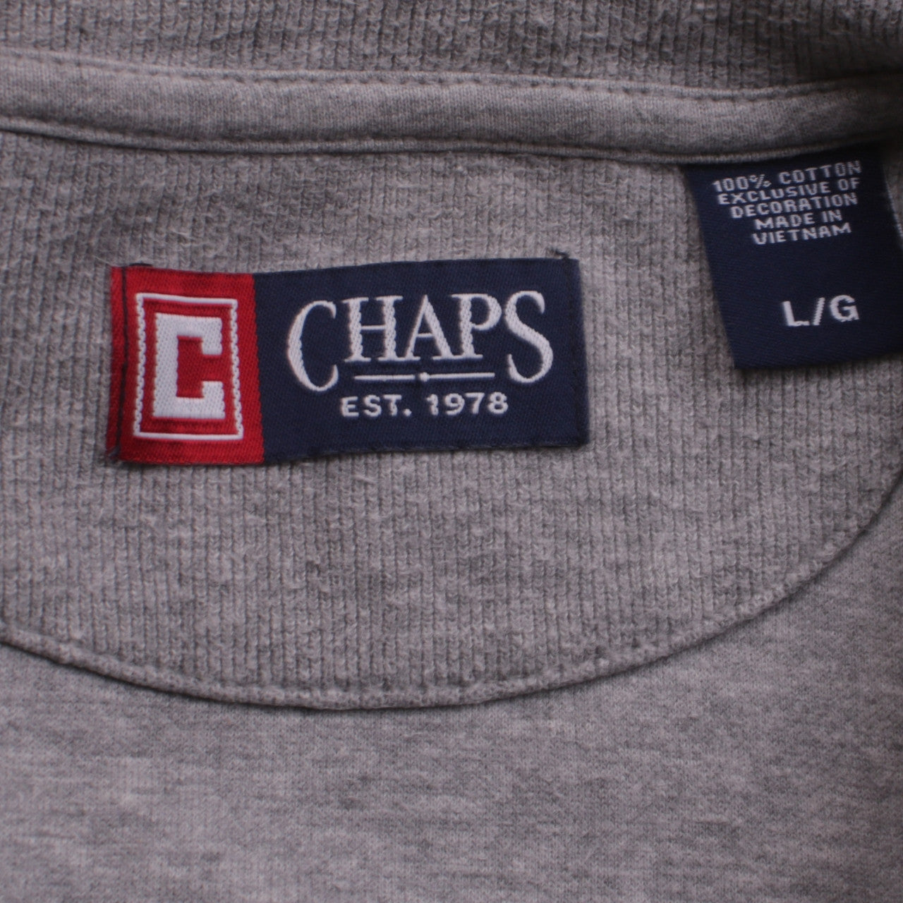 Chaps Men's Grey 1/4 Zip Cotton Sweatshirt Size L Regular Fit