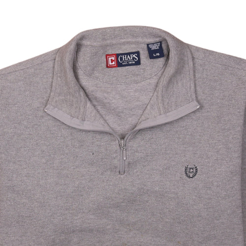 Chaps Men's Grey 1/4 Zip Cotton Sweatshirt Size L Regular Fit