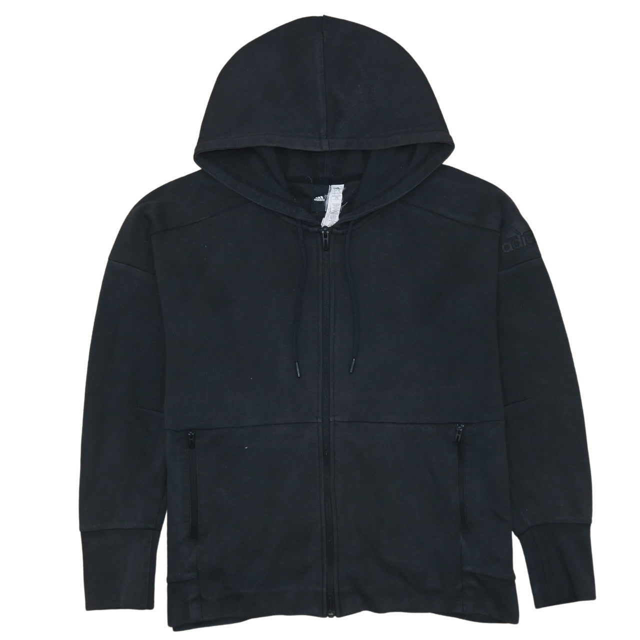 Adidas Women’s Black Full Zip Hoodie XL Relaxed Fit Casual Sweatshirt