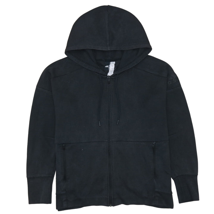 Adidas Women’s Black Full Zip Hoodie XL Relaxed Fit Casual Sweatshirt