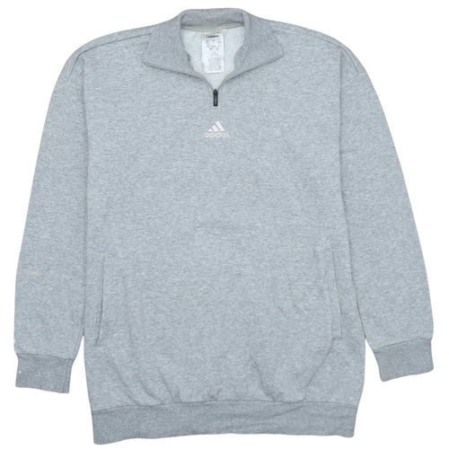 Adidas Women Grey Small 1/4 Zip Sweatshirt Pullover Classic Fit