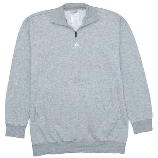 Adidas Women Grey Small 1/4 Zip Sweatshirt Pullover Classic Fit