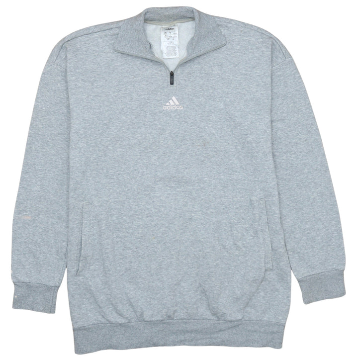 Adidas Women Grey Small 1/4 Zip Sweatshirt Pullover Classic Fit
