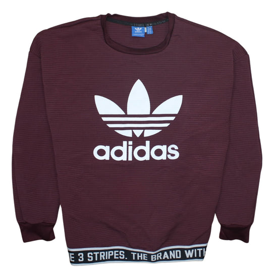 Adidas Womens Burgundy Crew Neck Long Sleeve Sweatshirt Size 10