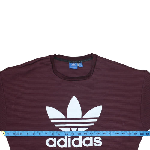 Adidas Womens Burgundy Crew Neck Long Sleeve Sweatshirt Size 10