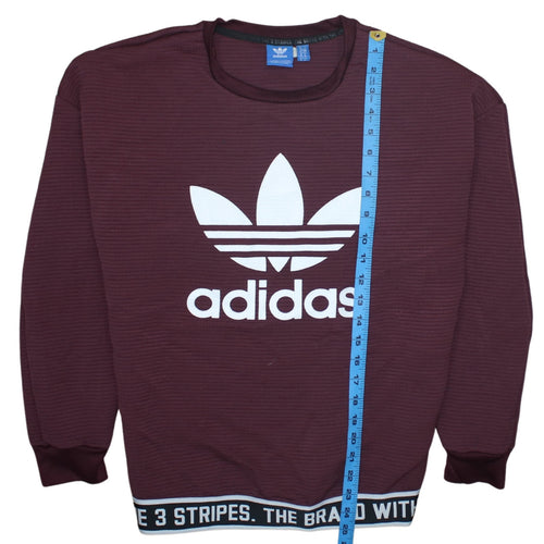 Adidas Womens Burgundy Crew Neck Long Sleeve Sweatshirt Size 10