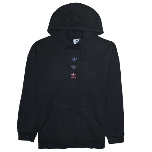 Adidas Womens Black Hooded Pullover Sweatshirt Size 10 Classic Fit