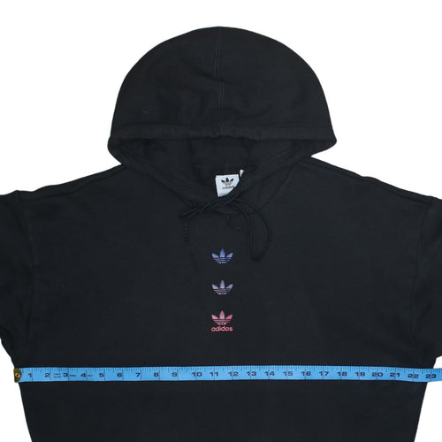 Adidas Womens Black Hooded Pullover Sweatshirt Size 10 Classic Fit
