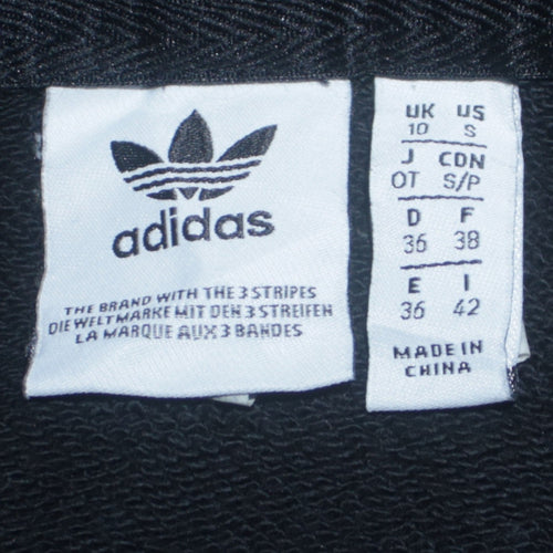 Adidas Womens Black Hooded Pullover Sweatshirt Size 10 Classic Fit