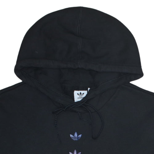 Adidas Womens Black Hooded Pullover Sweatshirt Size 10 Classic Fit