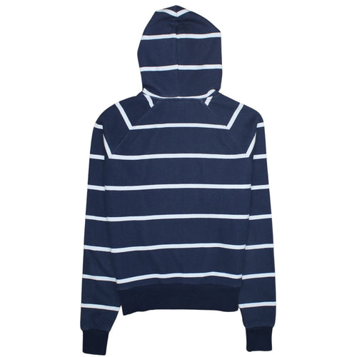 Fila Womens Navy Striped Pullover Hoodie XS Cotton Blend