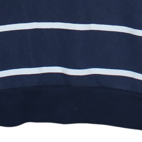 Fila Womens Navy Striped Pullover Hoodie XS Cotton Blend