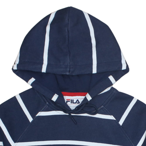 Fila Womens Navy Striped Pullover Hoodie XS Cotton Blend