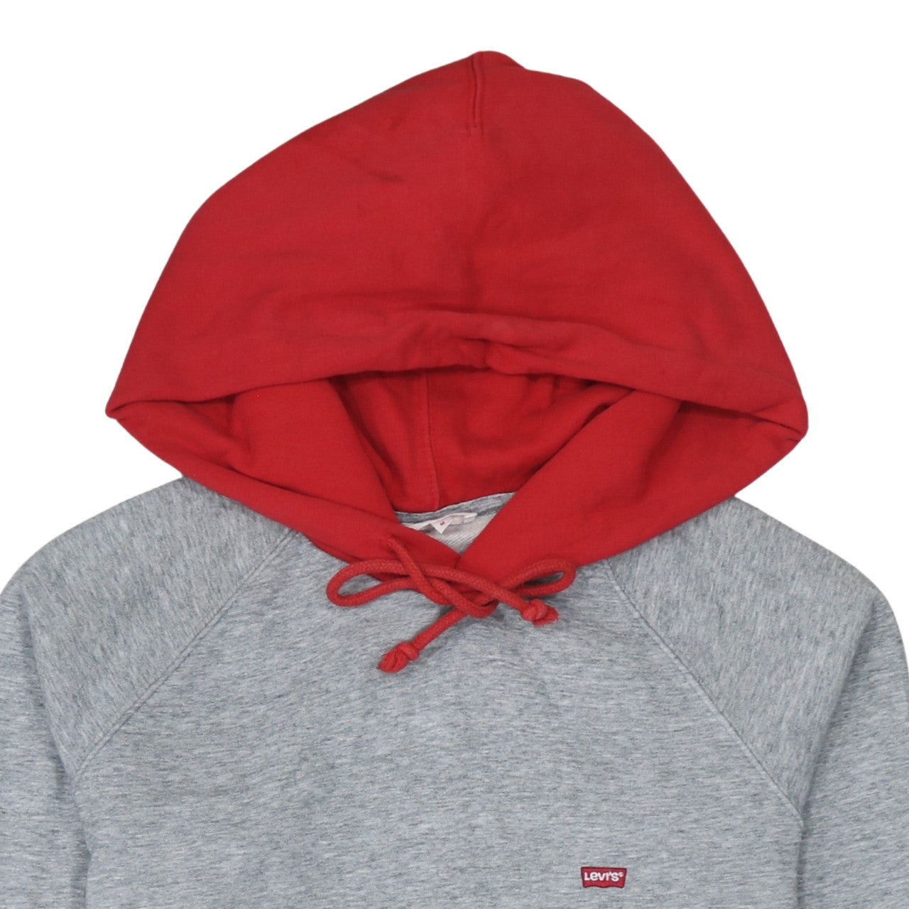 Levi's Men's Grey Red Pullover Hoodie M Regular Fit Logo Hooded Sweatshirt