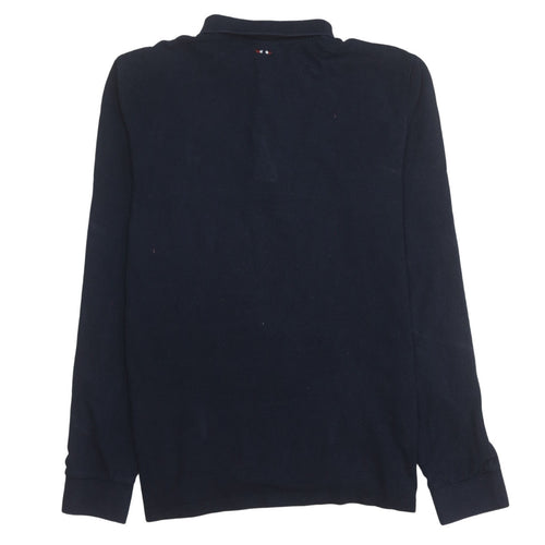 Napapijri Men's Blue Long Sleeve Cotton Polo Shirt Size L