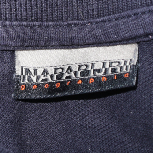 Napapijri Men's Blue Long Sleeve Cotton Polo Shirt Size L