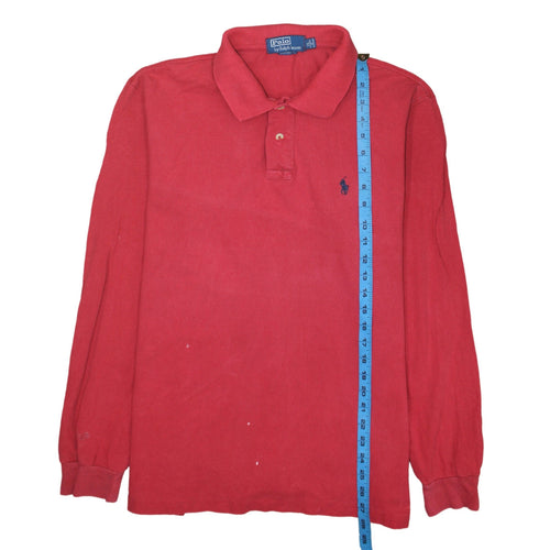 Ralph Lauren Men's Red Long Sleeve Cotton Polo Shirt XL
