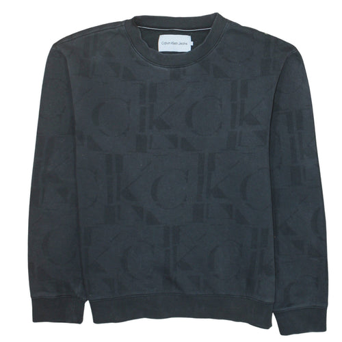 Calvin Klein Jeans Men's Black Logo Sweatshirt M Regular Fit