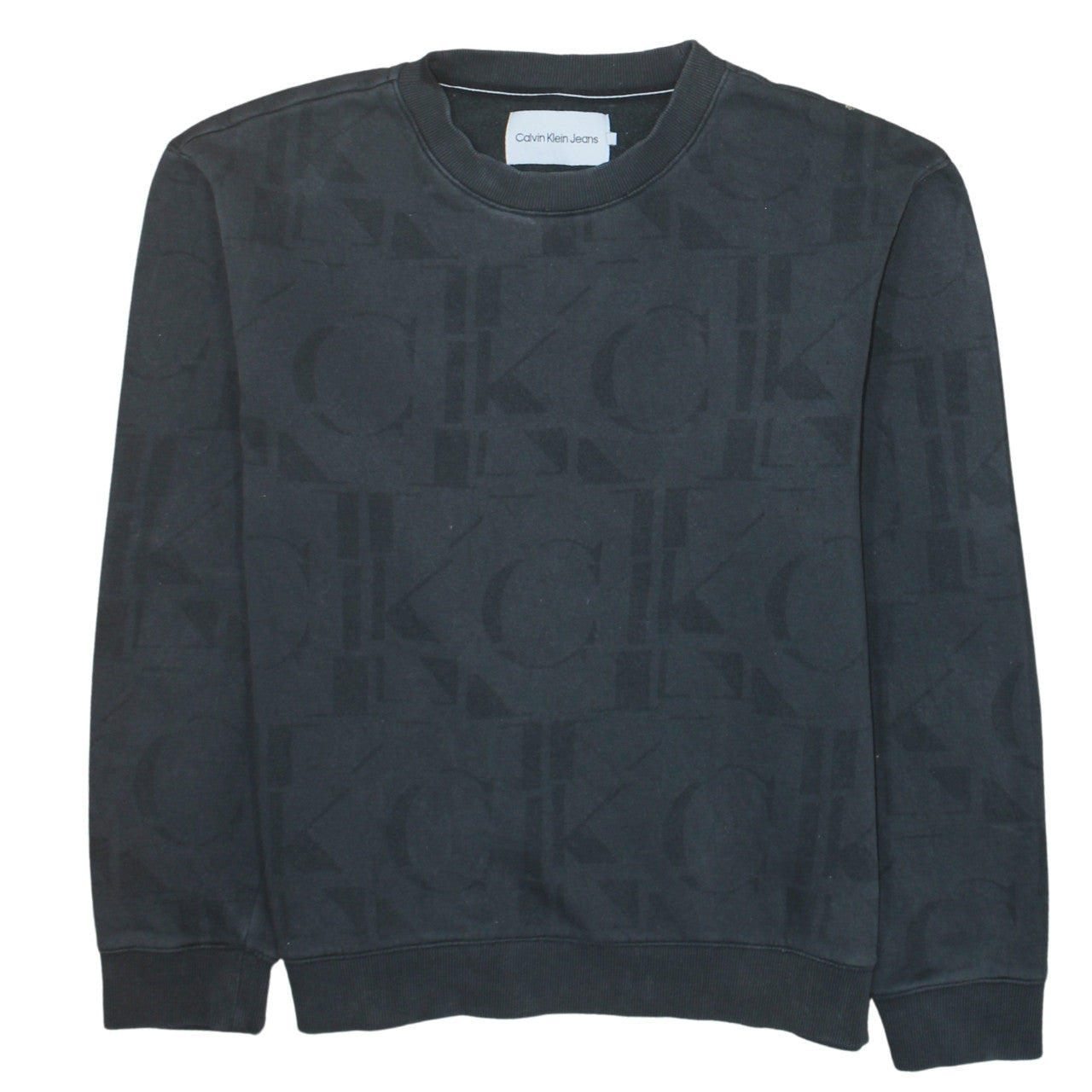 Calvin Klein Jeans Men's Black Logo Sweatshirt M Regular Fit