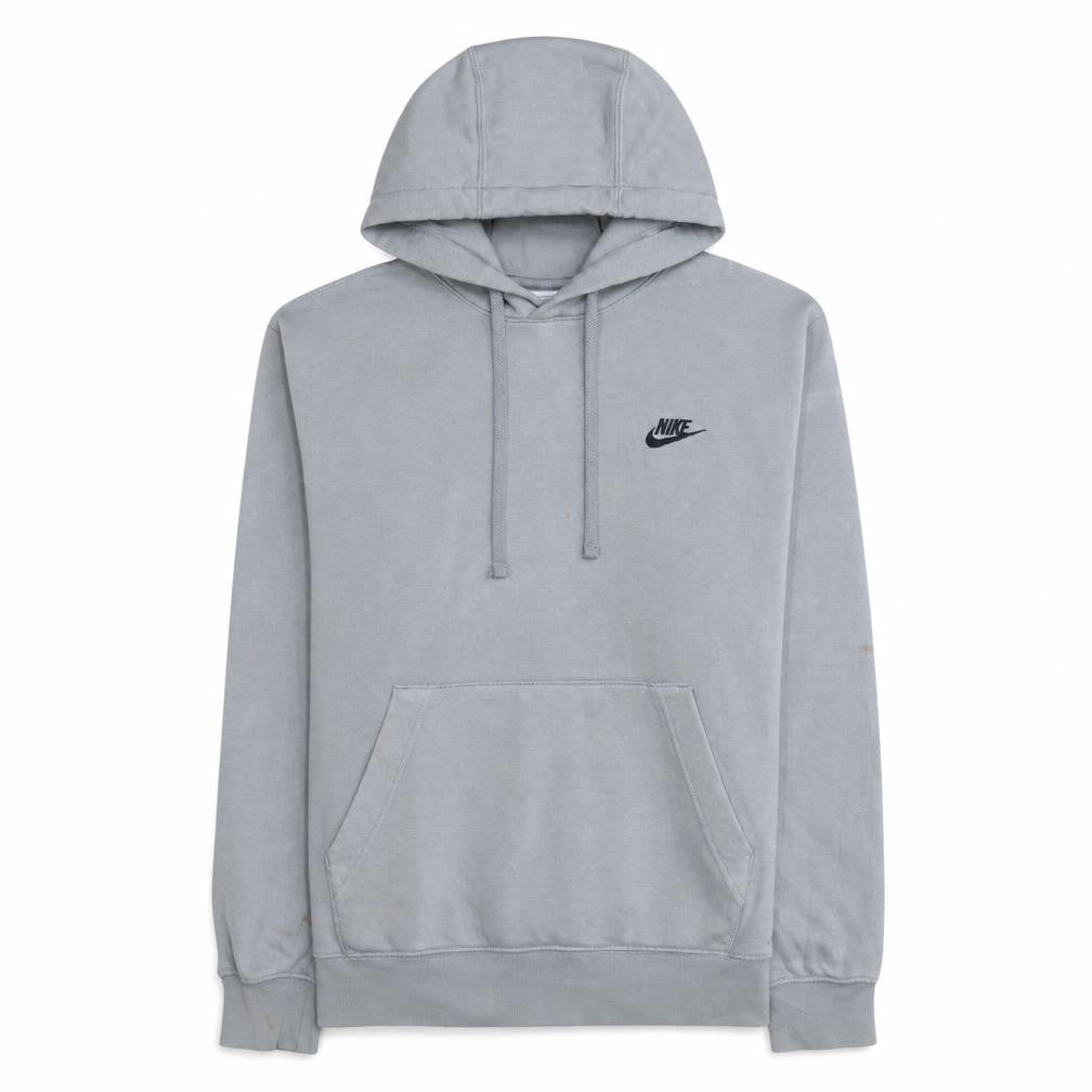 Front view of Nike Men Grey Pullover Hoodie Regular Fit S Fleece Sportswear