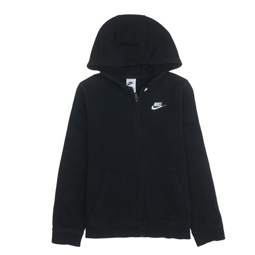 Nike Boys Black Full Zip Hoodie L 147-158cm Cotton Blend Logo
