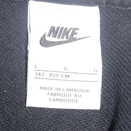 Nike Boys Black Full Zip Hoodie L 147-158cm Cotton Blend Logo