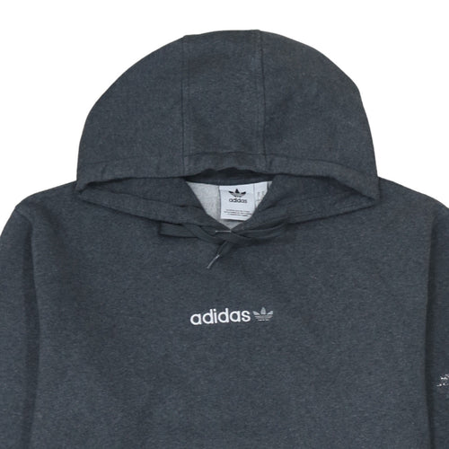 Adidas Men’s Grey XL Pullover Hoodie with Logo and Pockets