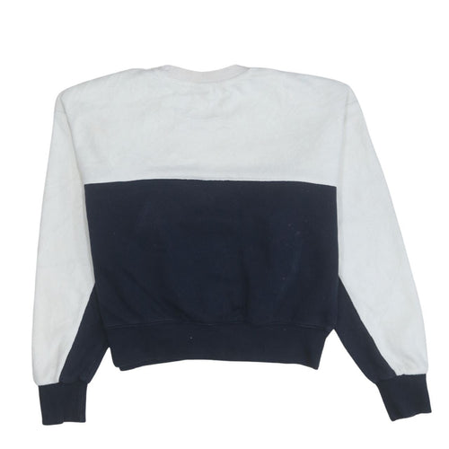 Champion Women's Beige and Navy Colourblock Crew Neck Sweatshirt Medium