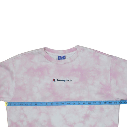 Champion Women Pink Tie Dye Pullover Sweatshirt Size L Cotton Blend