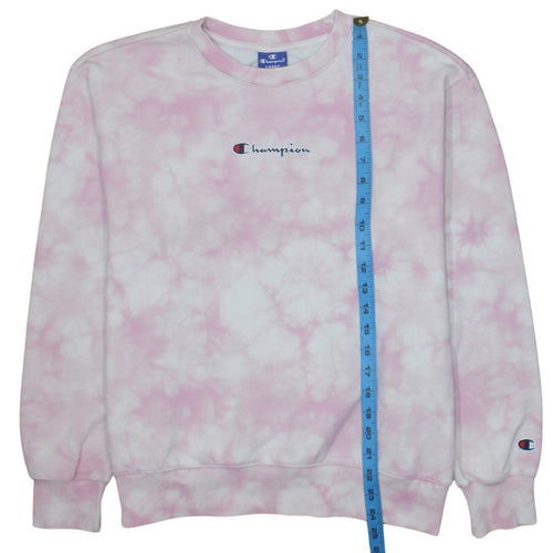 Champion Women Pink Tie Dye Pullover Sweatshirt Size L Cotton Blend